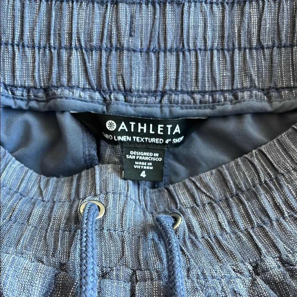 Athleta Cabo Linen 4" Short Women's Sz 4 Chambray Blue - Picture 6 of 10